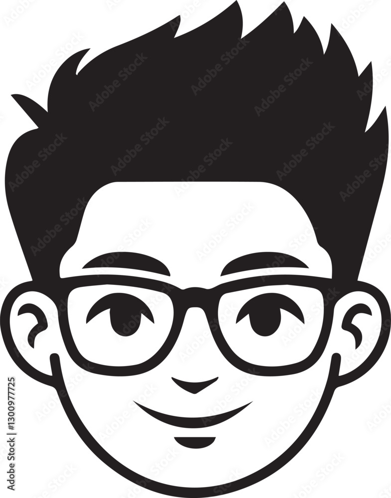 Modern Young Man Vector – Stylish Male Avatar with Glasses Modern Young Man Vector – Stylish Male Avatar with Glasses
