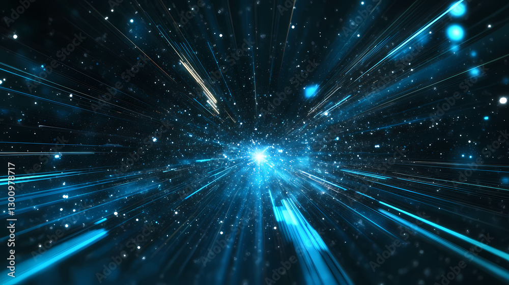 Fototapeta premium Starry Galaxy with Blue Cosmic Lights