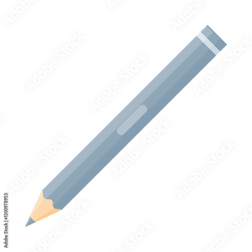 Gray colored pencil sharpened with a sleek design. School supplies, stationery, drawing, sketching, writing tool concept. Flat vector illustration isolated on white background with copy space	
