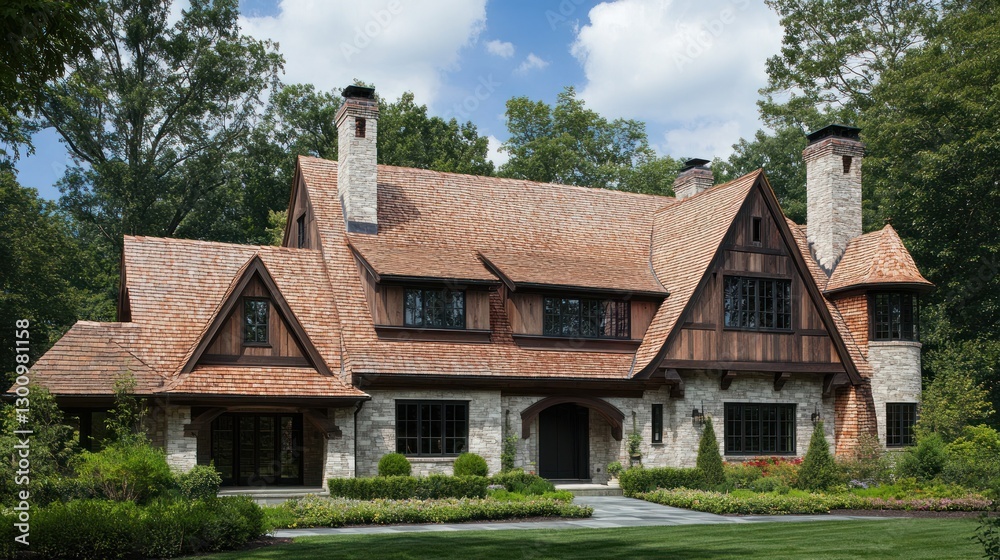 Luxury Home Exterior in a Wooded Setting Luxury Home Exterior in a Wooded Setting