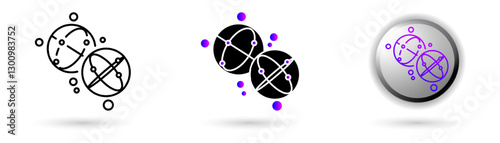 Modern Metaverse icons representing the virtual world and future digital technologies in various styles such as outline, solid, and glossy effects, ideal for NFT, games, presentations etc.