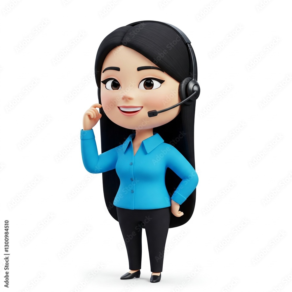 Asian Woman Callcenter Agent with Headset Social Media Avatar Illustration Asian Woman Callcenter Agent with Headset Social Media Avatar Illustration