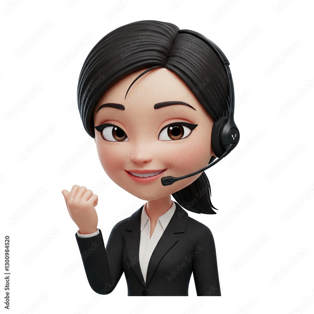 Asian Woman Callcenter Agent with Headset Social Media Avatar Illustration Asian Woman Callcenter Agent with Headset Social Media Avatar Illustration
