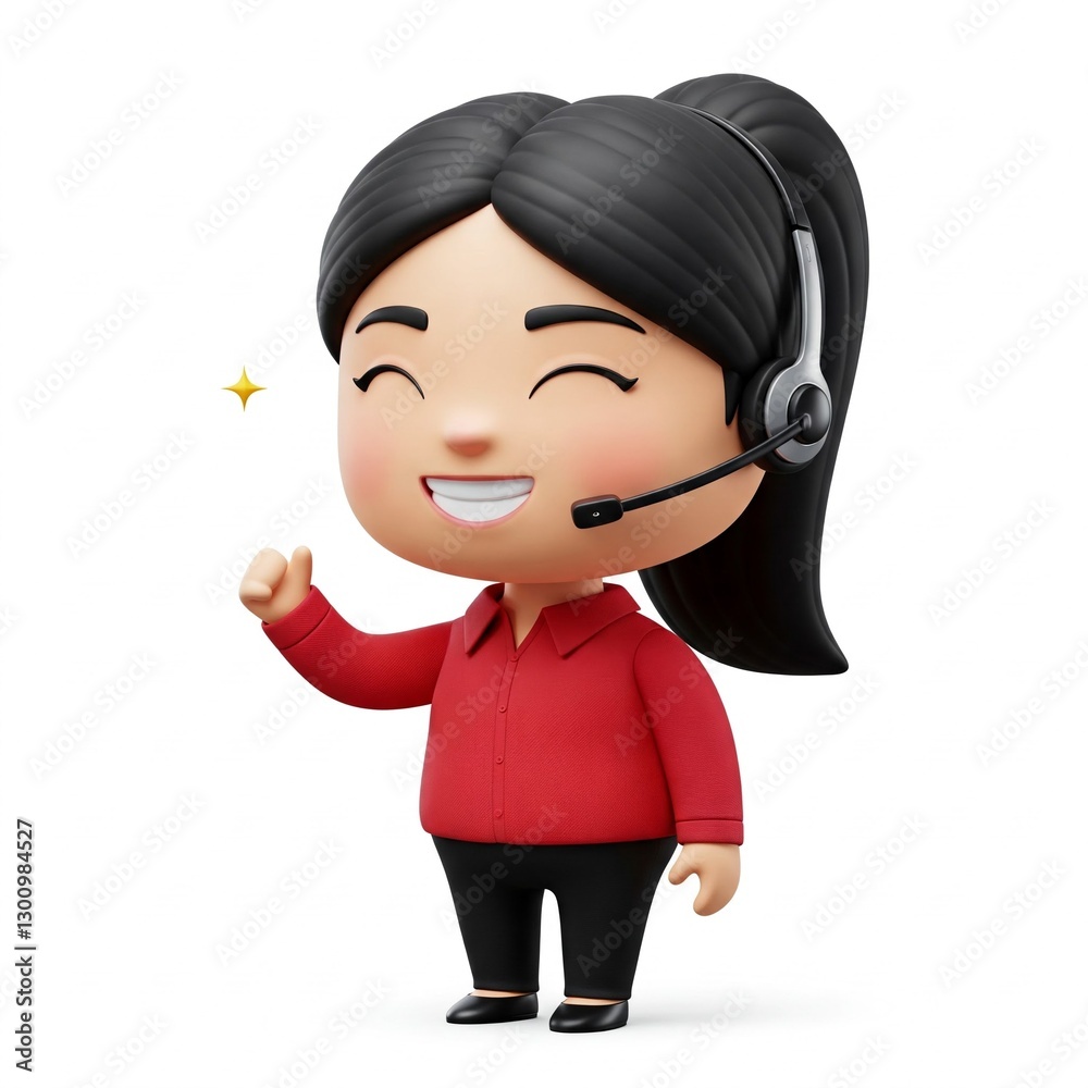 Asian Woman Callcenter Agent with Headset Social Media Avatar Illustration Asian Woman Callcenter Agent with Headset Social Media Avatar Illustration