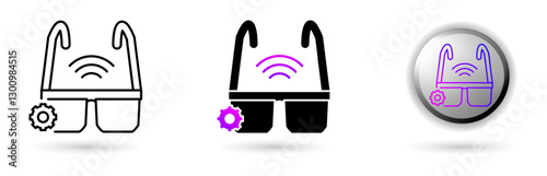 Metaverse Smart Glasses modern icon represents the virtual world and future digital technology, various outline, solid and glossy effect styles, ideal for NFT, games, presentations etc.