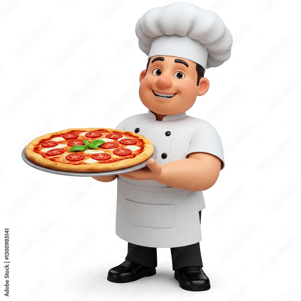 Italian pizza baker with pizza Social Media Avatar Illustration Italian pizza baker with pizza Social Media Avatar Illustration