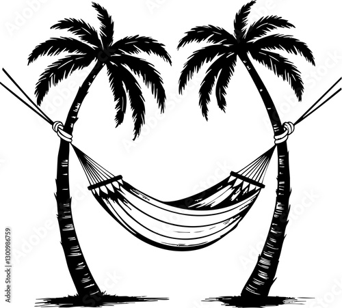 Relaxing in a hammock tropical paradise illustration serene environment side view tranquil getaway concept