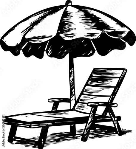 Relaxing beach scene coastal paradise illustration summery atmosphere side view outdoor leisure
