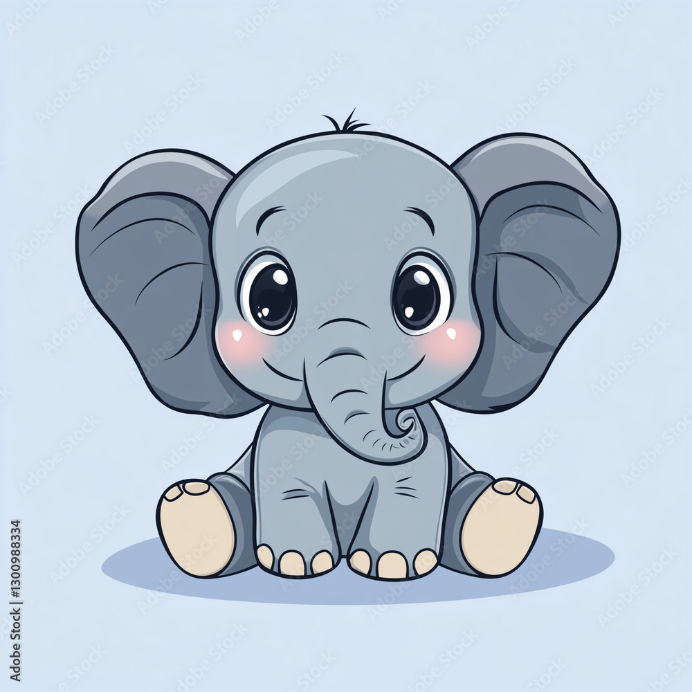 Obraz premium Cute elephant cartoon vector illustration.
