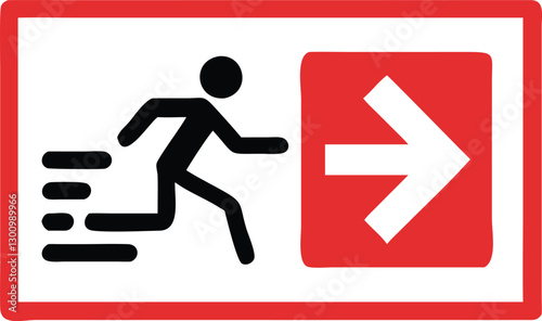 Emergency fire exit sign. running man icon to door. Exit emergency arrow sign vector image. Fire evacuation sign. warning sign plate logo stock images illustration.