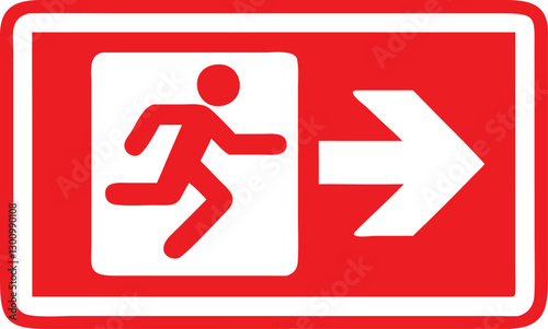 Emergency fire exit sign. running man icon to door. Exit emergency arrow sign vector image. Fire evacuation sign. warning sign plate logo stock images illustration.
