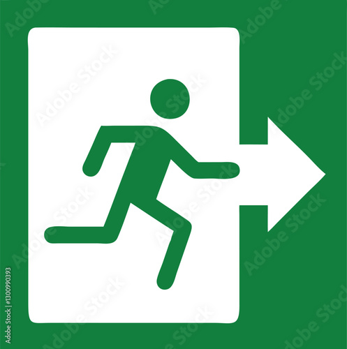 Emergency fire exit sign. running man icon to door. Exit emergency arrow sign vector image. Fire evacuation sign. warning sign plate logo stock images illustration.