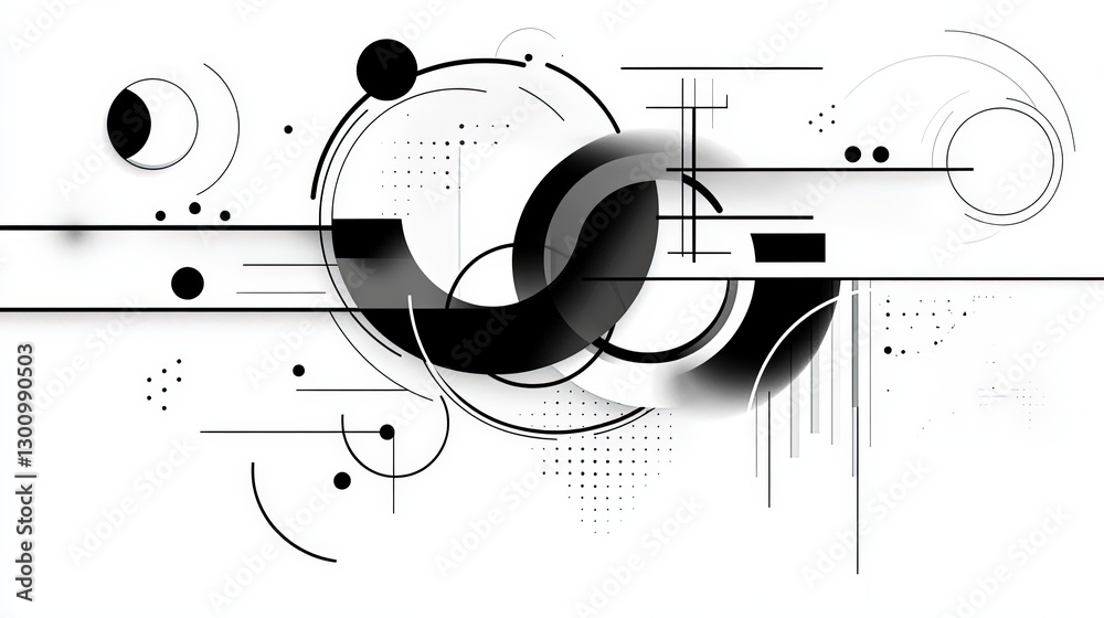 Obraz premium Abstract Vector Illustration with Geometric Shapes and Lines in Black and White Design