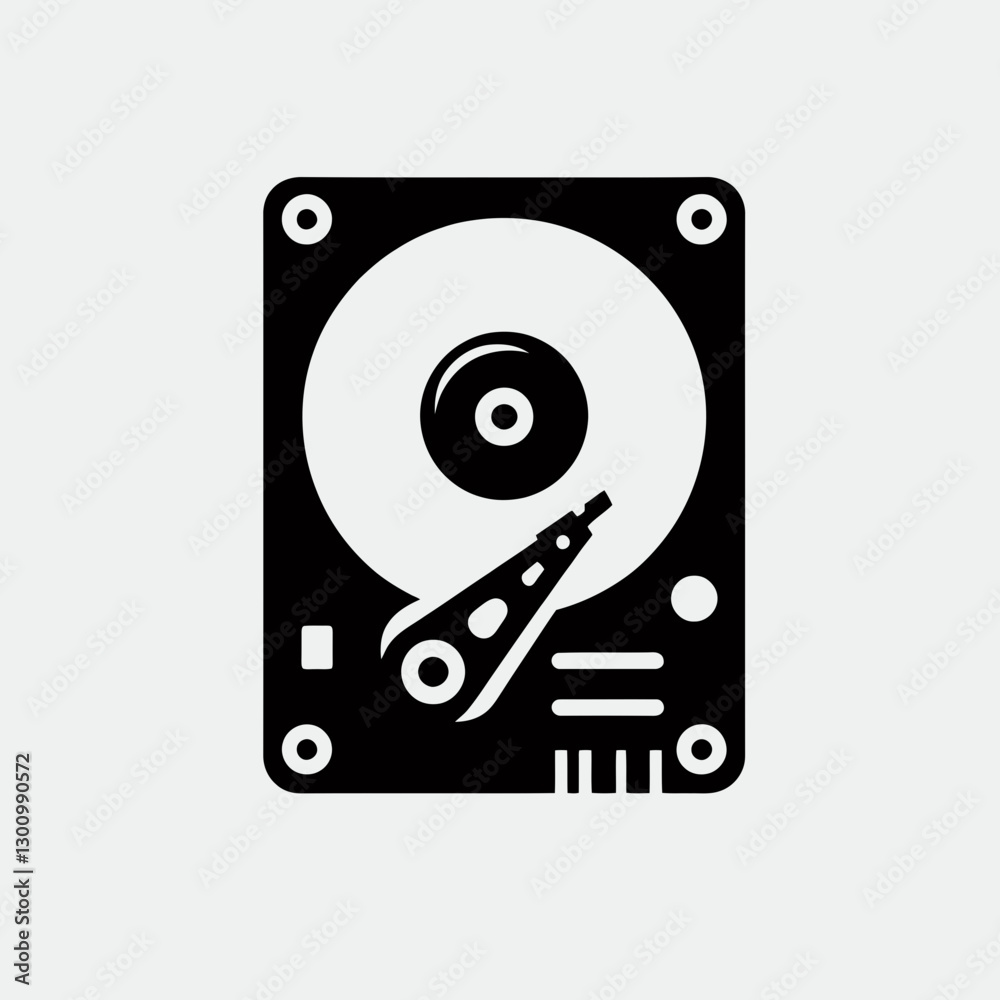 very simple flat and single minimalist Hard Drive Silhouette in black on a white background very simple flat and single minimalist Hard Drive Silhouette in black on a white background