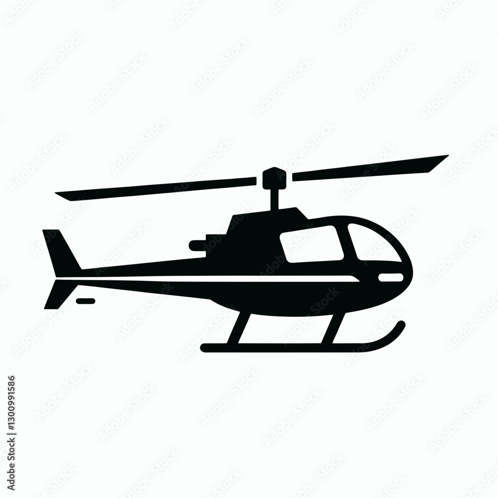 Obraz premium very simple flat and single minimalist Helicopter Silhouette in black on a white background