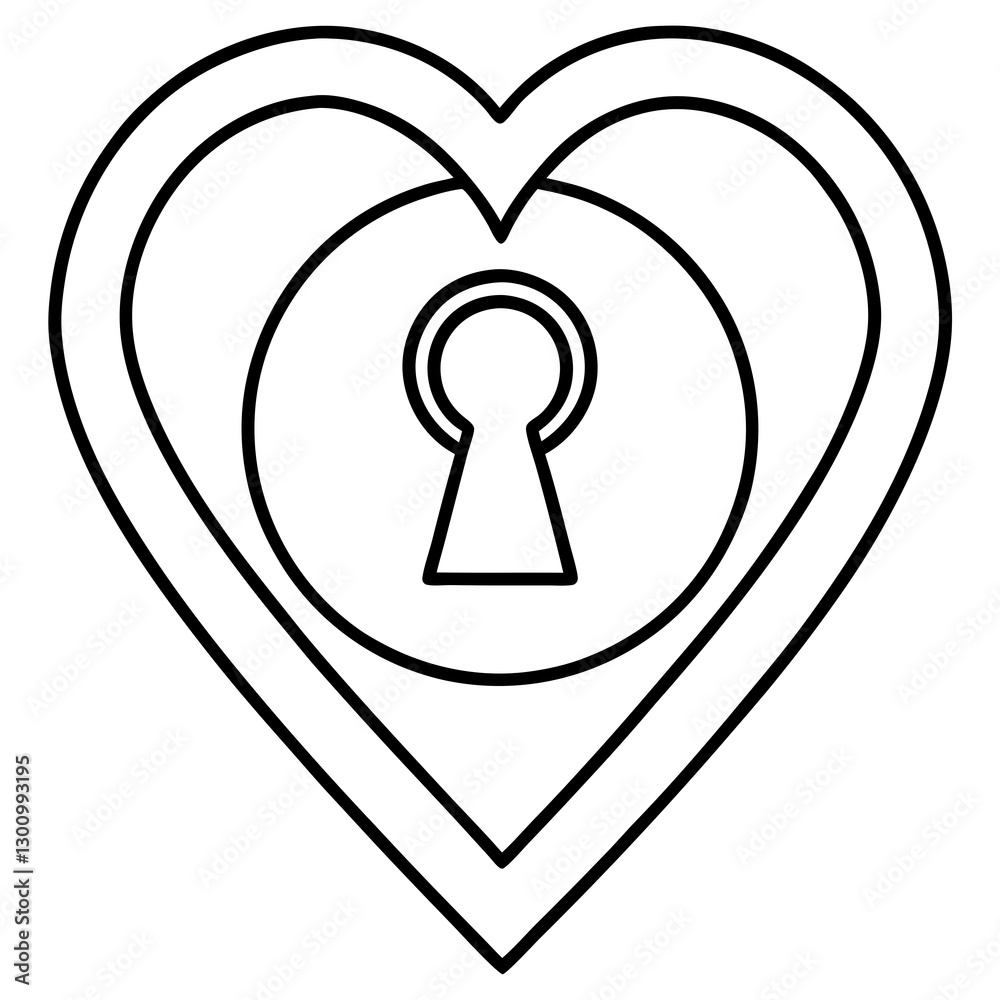 Heart-shaped keyhole Line art Vector Heart-shaped keyhole Line art Vector