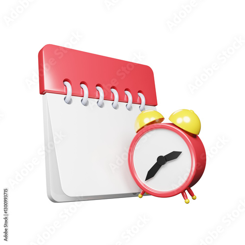 3d render calendar and alarm clock reminder illustration