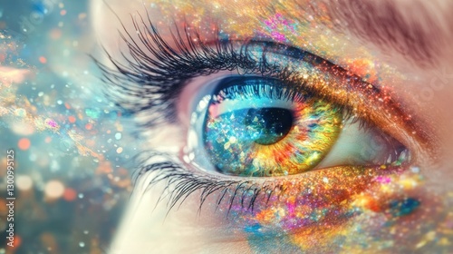 Colorful eye, looking towards a vibrant universe