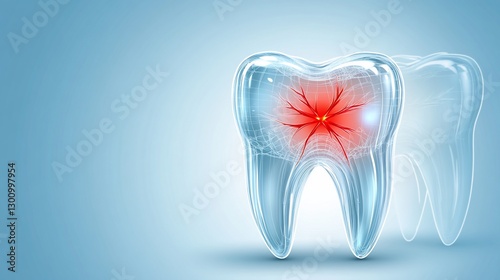 Transparent tooth pain x-ray, dental nerve inflammation, medical background, healthcare