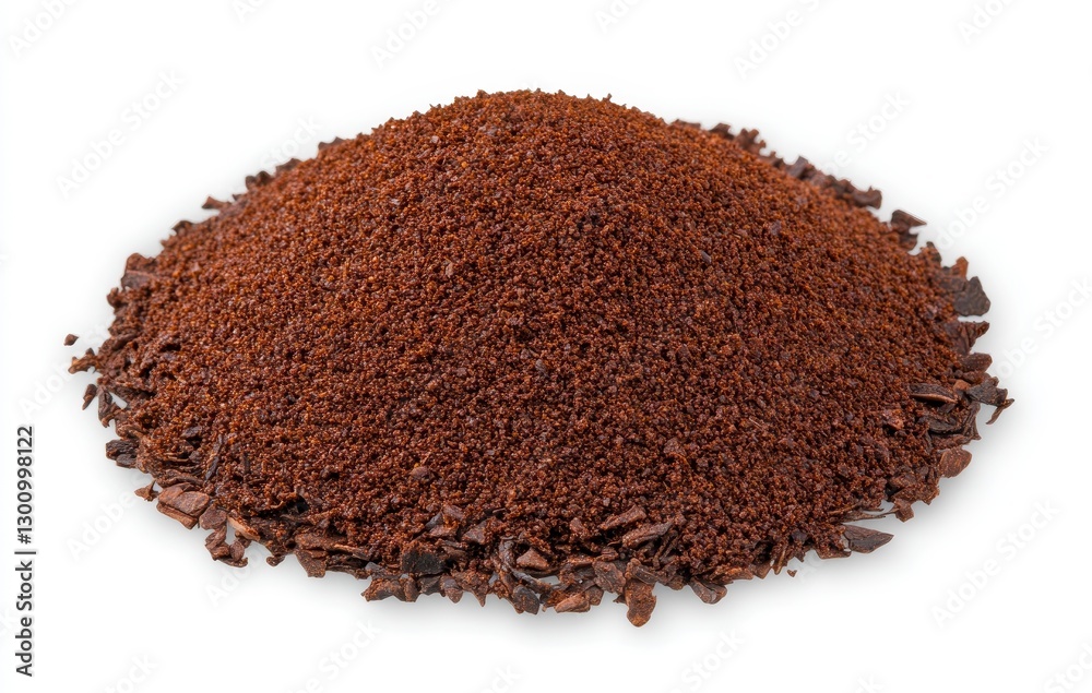 Pile of Dark Brown Coffee Grounds on White Background Pile of Dark Brown Coffee Grounds on White Background