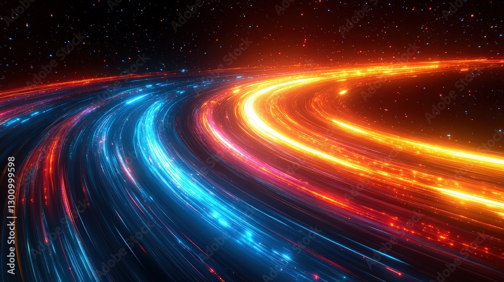 Fototapeta premium Glowing Trails Curve Through Cosmic Night