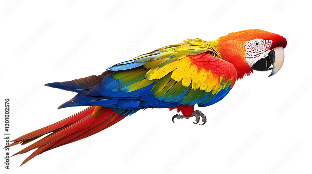 Naklejka premium Colorful parrot png image isolated on transparent background, ideal for tropical and exotic bird illustrations or nature-themed design projects.