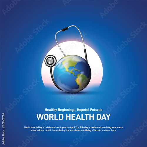 world health day 2025. world health day creative poster, social media post, banner, postcard, background, template, greetings card, web banner, cover design etc. Healthy beginnings, hopeful futures.	
