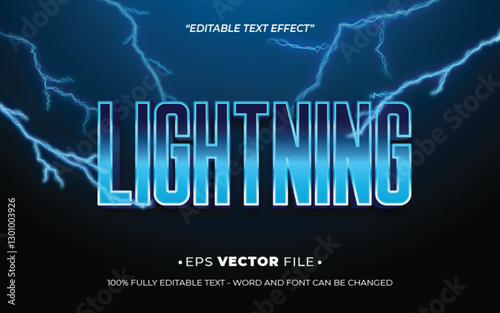 Lightning editable text effect vector template with 3d style