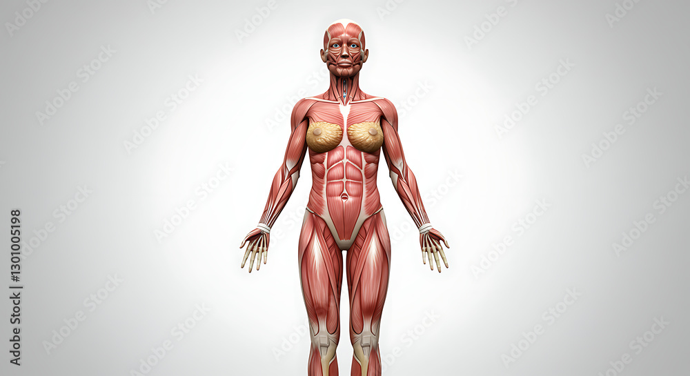 Female Muscular System Anatomy Study Reference Body Diagram Graphic Render Female Muscular System Anatomy Study Reference Body Diagram Graphic Render