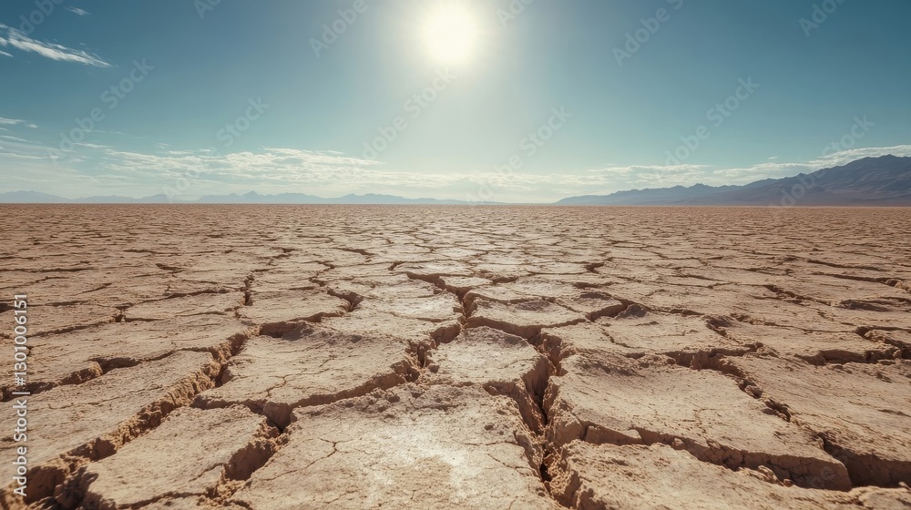 A Cracked Earth Surface Under a Bright and Sunny Blue Sky A Cracked Earth Surface Under a Bright and Sunny Blue Sky
