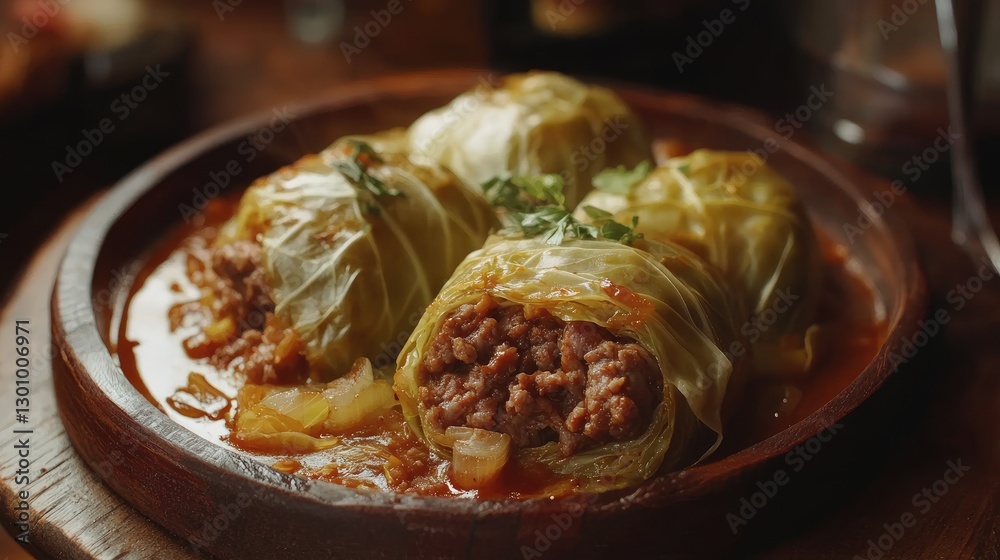 Wrapped minced meat in cabbage leaves - polish dish gołąbki Wrapped minced meat in cabbage leaves - polish dish gołąbki