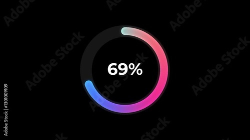 Science Futuristic Loading Circle Ring Percentage Chart. Loading Transfer Animation 0-80% in science effect. loading futuristic circle ring orb bar Gradient animation stock video. 