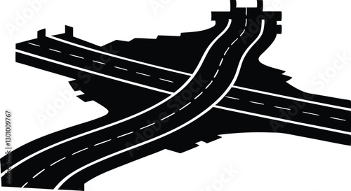 Road interchange silhouette in vector design for infrastructure, highways, and transportation illustrations