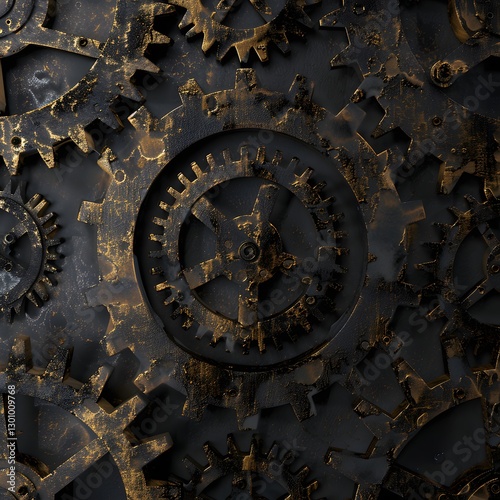 Rusty Steampunk Gear Background with Aged Metal Texture and Industrial Aesthetic
