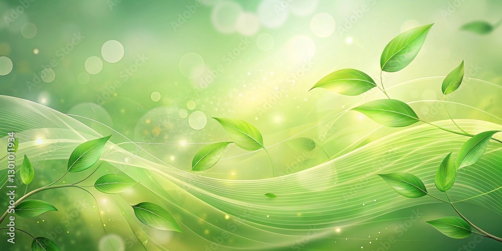 Serene Green Leaves and Abstract Wave Design, Evoking a Sense of Tranquility and Natural Beauty Serene Green Leaves and Abstract Wave Design, Evoking a Sense of Tranquility and Natural Beauty
