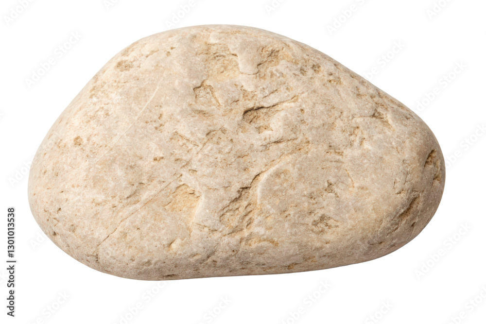 Fototapeta premium Light beige river stone isolated with transparent background