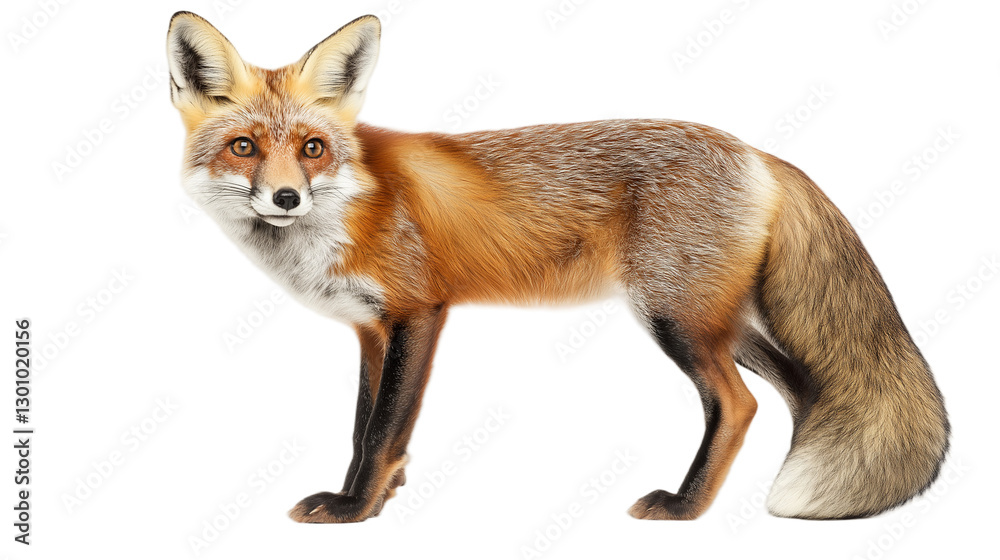 Obraz premium red fox isolated on white background , transparent png 
