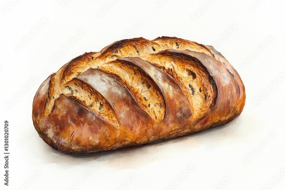 Freshly Baked Artisan Bread with Crispy Crust and Golden Color Freshly Baked Artisan Bread with Crispy Crust and Golden Color