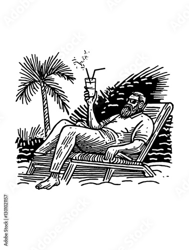 Relaxing under the palm tree with a refreshing drink, enjoying a sunny day at the beachside retreat