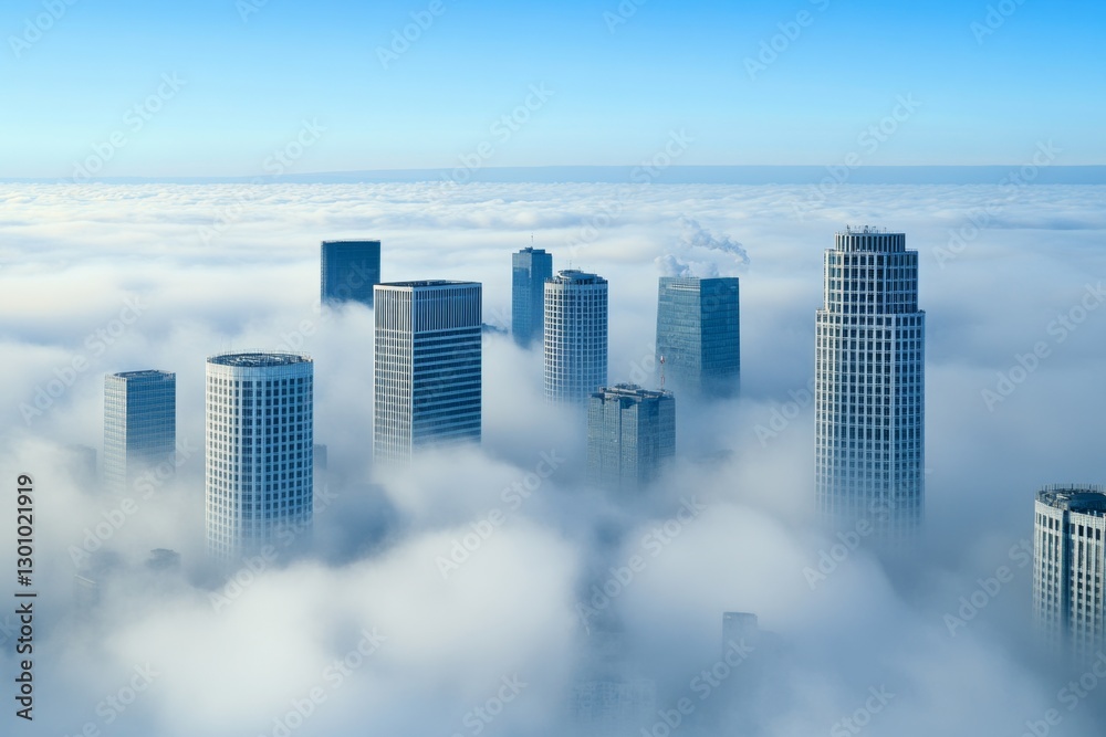 Fototapeta premium A cityscape covered in thick smog, illustrating the consequences of air pollution on climate
