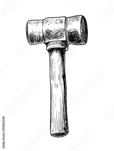 Engraved vector illustration of a durable hammer showcasing intricate detailing suitable for product design