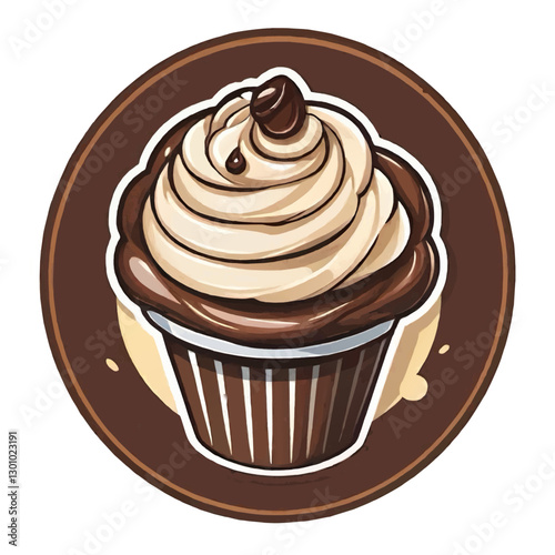 chocolate cupcake with cream cartoon vector