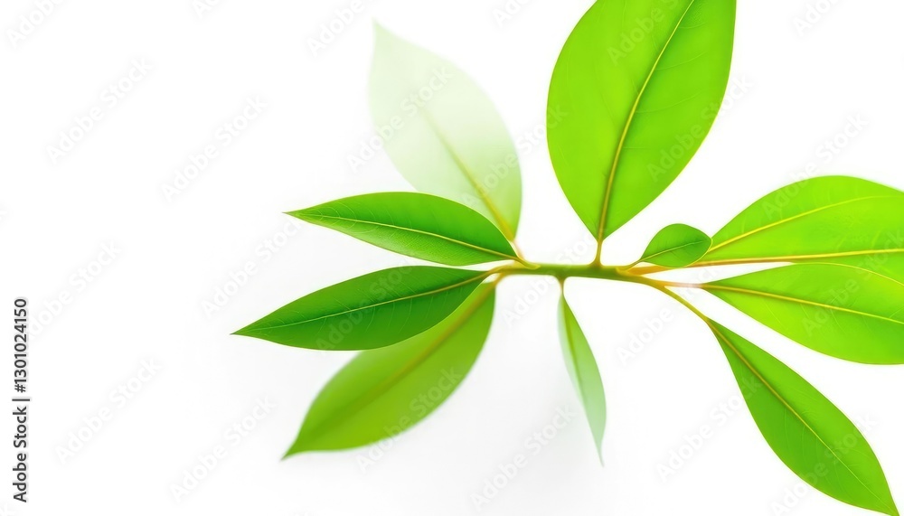 Obraz premium Single vibrant green plant, isolated on pure white background, white background, single
