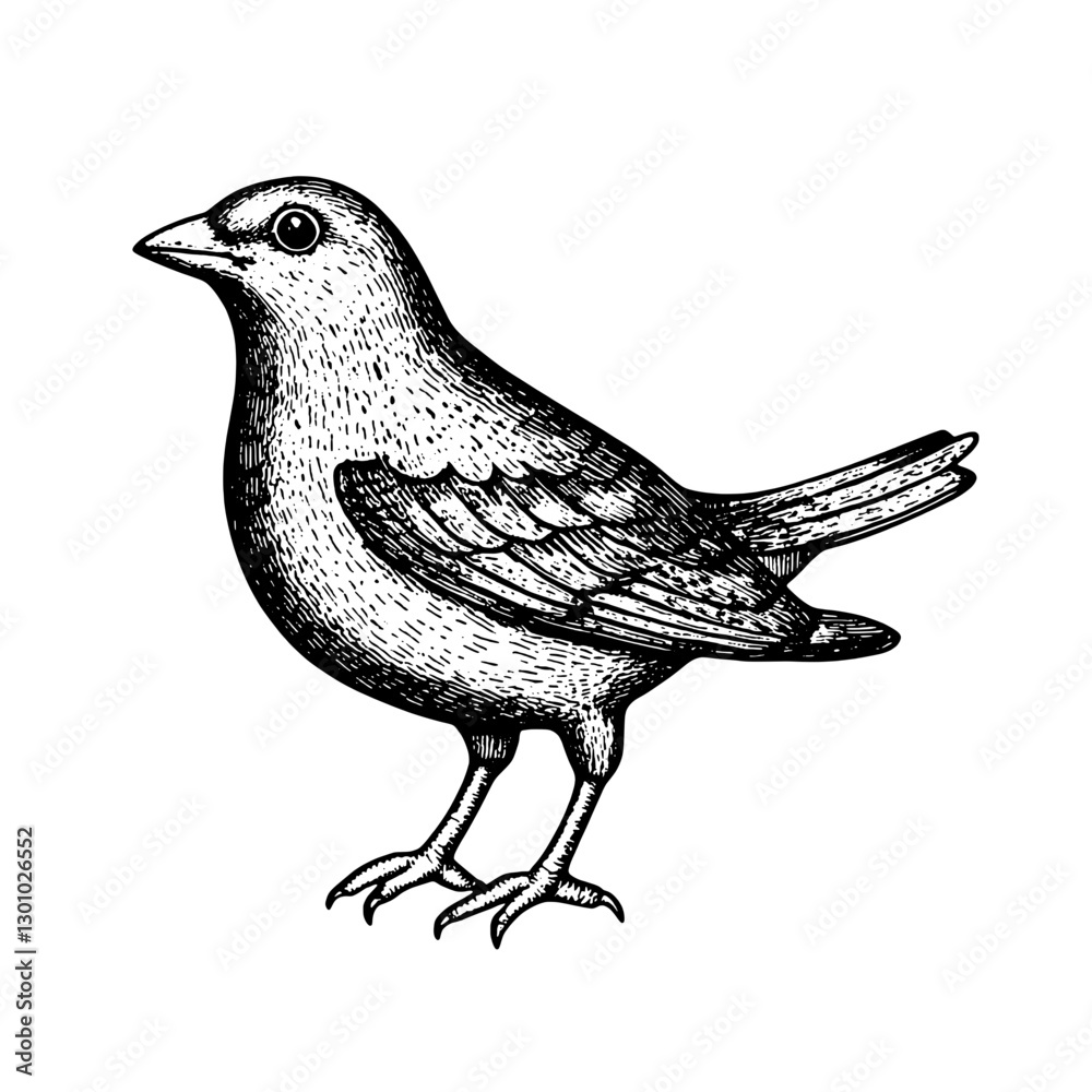 Fototapeta premium Vector engraved illustration of a bird for product design and decorative use