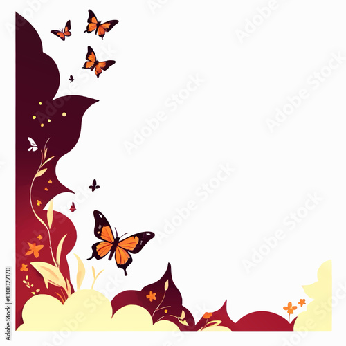 abstract butterflies in nature decorative pattern with white area for insertion vector pattern