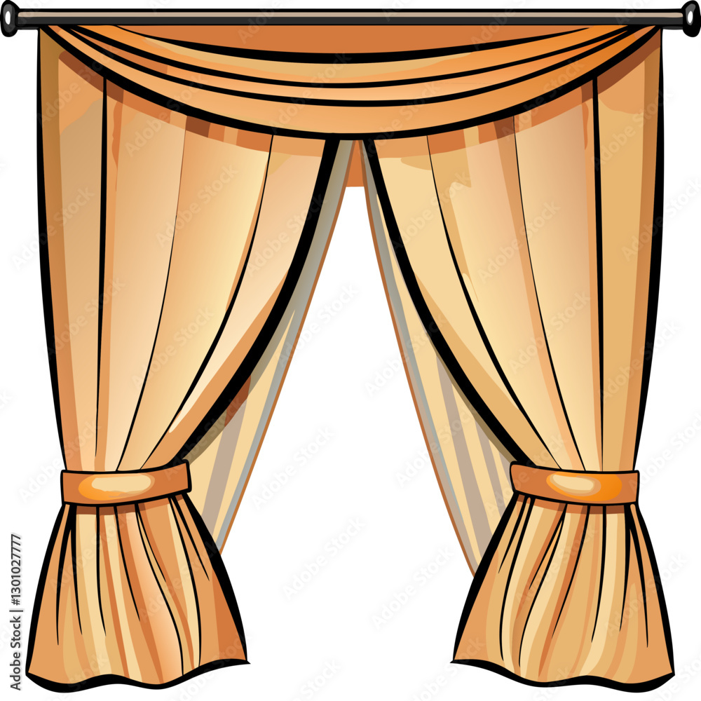 Elegant draped curtains illustration