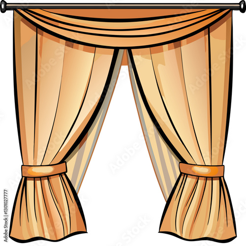 Obraz na płótnie Elegant draped curtains illustration w salonie