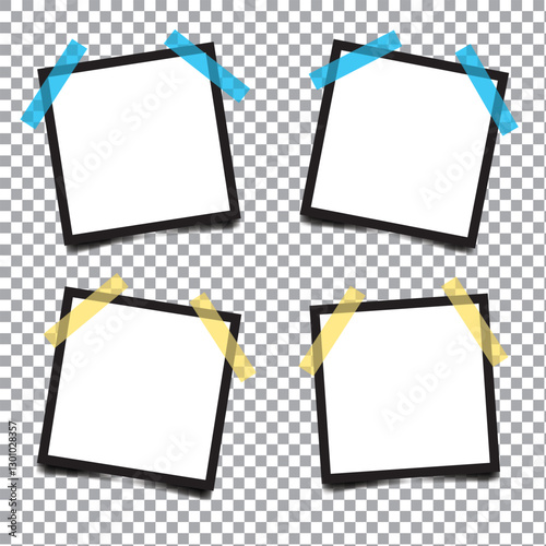 Set of polaroid photo frames isolated on white background. Template photo design. Vector illustration