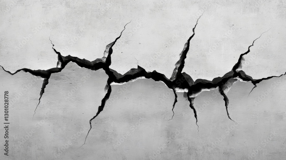 Fototapeta premium Dramatic concrete wall fractures with bold texture for artistic background design
