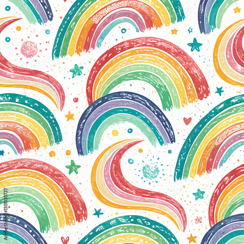 Bright and cheerful seamless background in rainbow colors with playful brushstrokes, symbolizing diversity and inclusion for the spirit of giving 